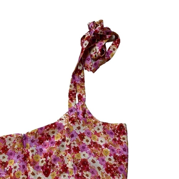 For Love & Lemons Red and Pink Floral Felicia Mini Dress US L - Picture 11 of 16